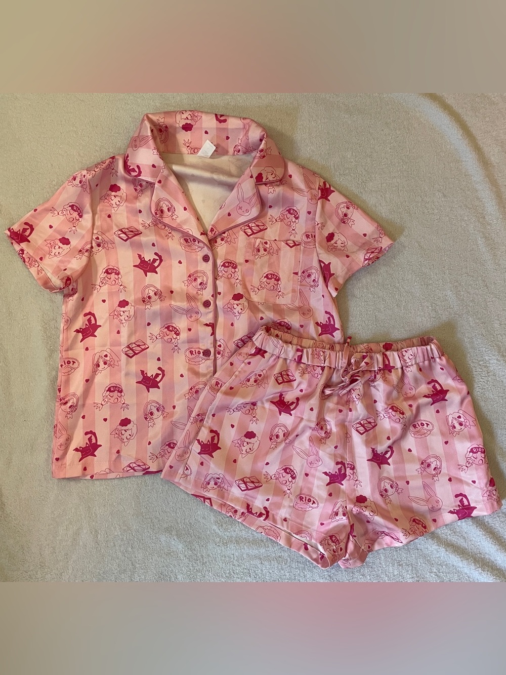 Cider x Peach Riot Silky Pajama Set Pink Small